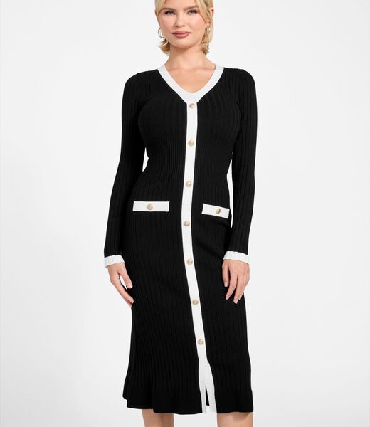 Rib-knit midi dress