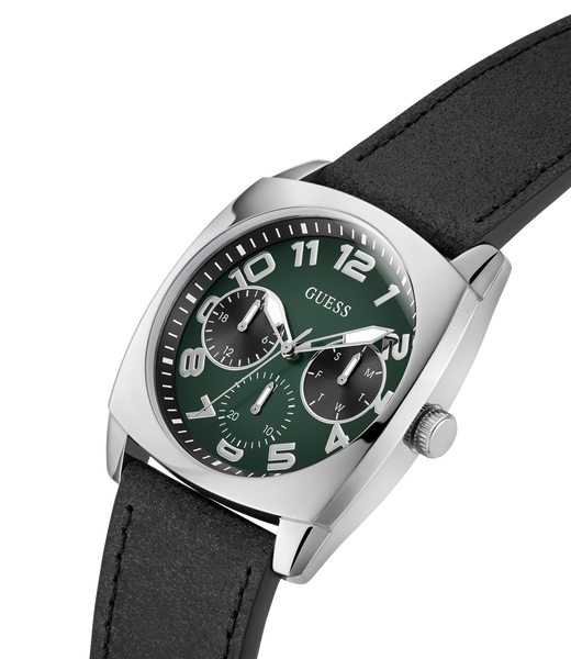 Mens Black Silver Tone Multi-function Watch