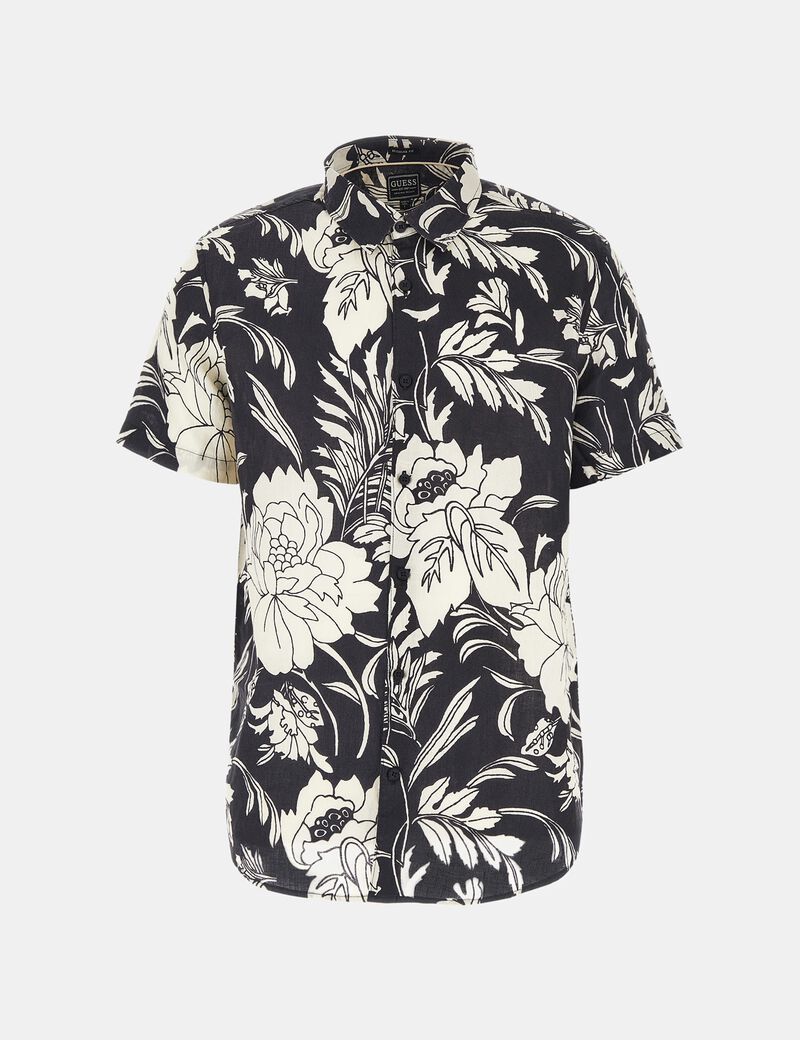 Floral print linen shirt