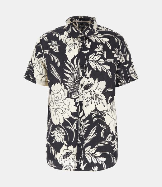 Floral print linen shirt