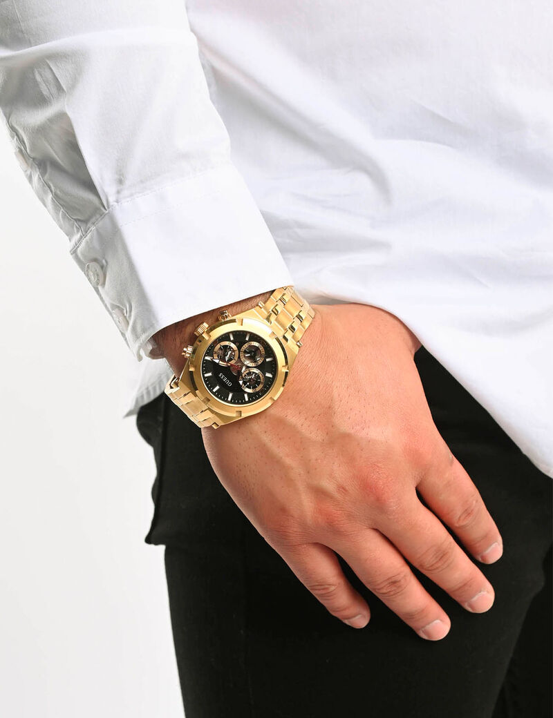 Black And Gold Multifunction Watch
