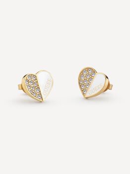 Guess Lovely Pave Heart Charm White Studs