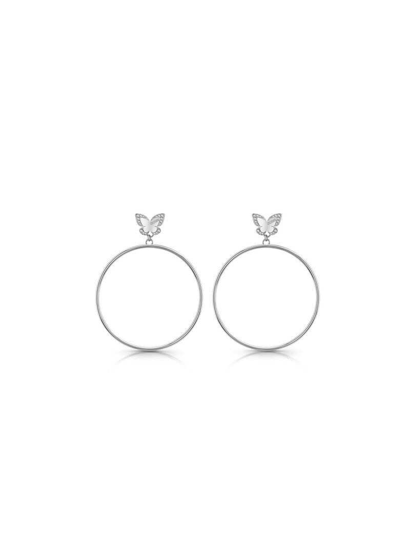 Silver Butterfly Hoop Earrings