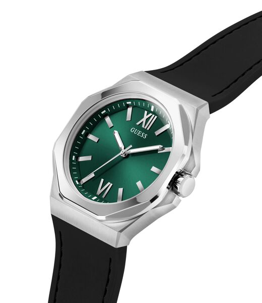 Mens Black Silver Tone Analog Watch