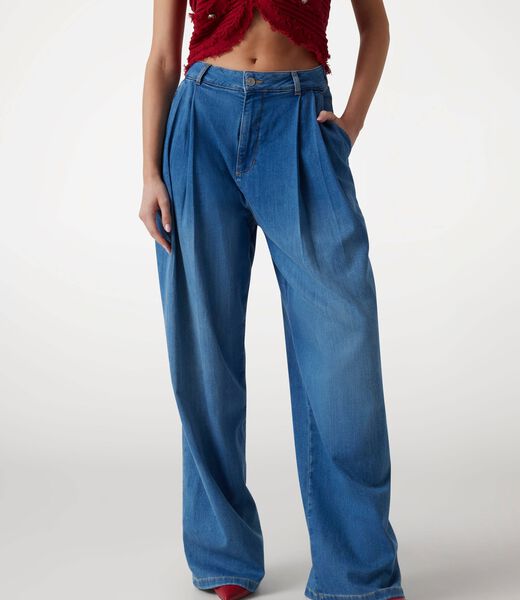 Linen-blend loose-fit jeans