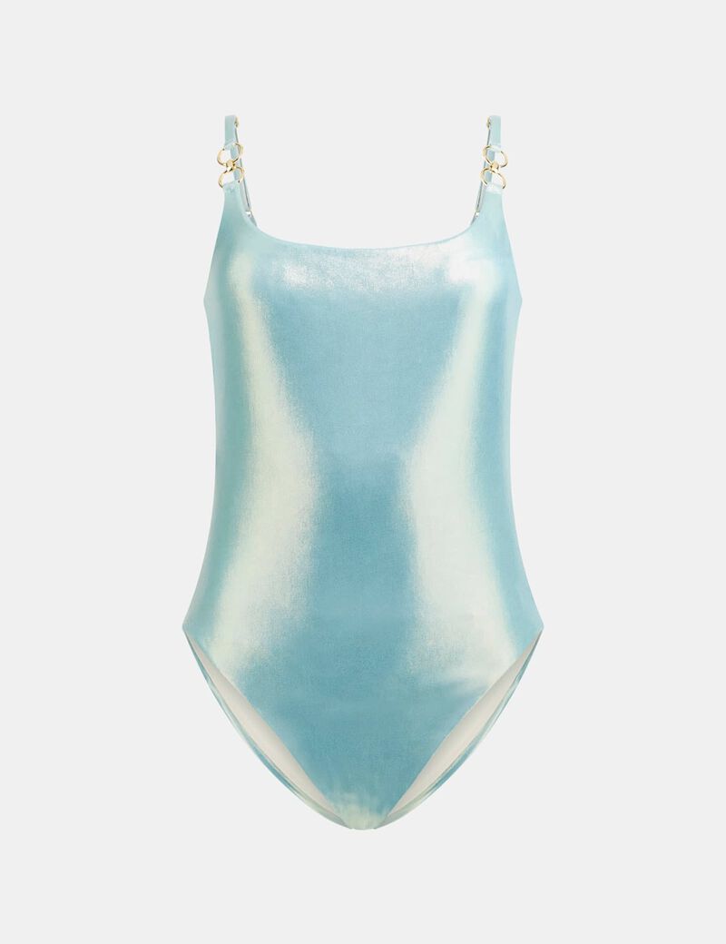 Metallic effect one-piece swimsuit