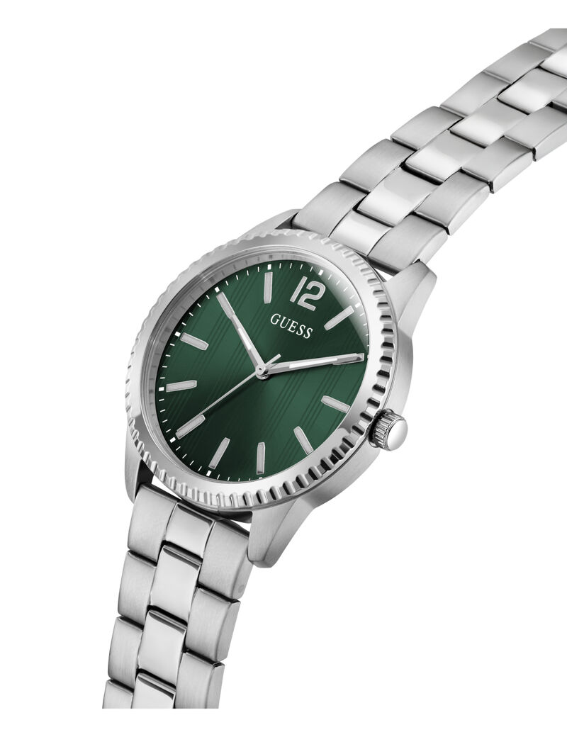 Mens Silver Tone Round Analog Watch