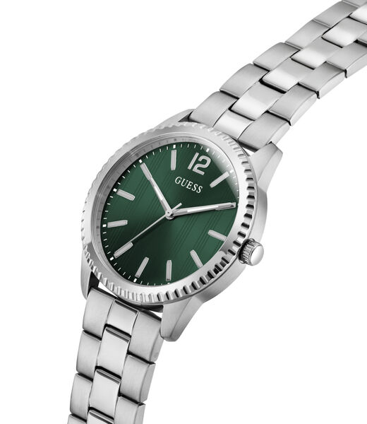 Mens Silver Tone Round Analog Watch