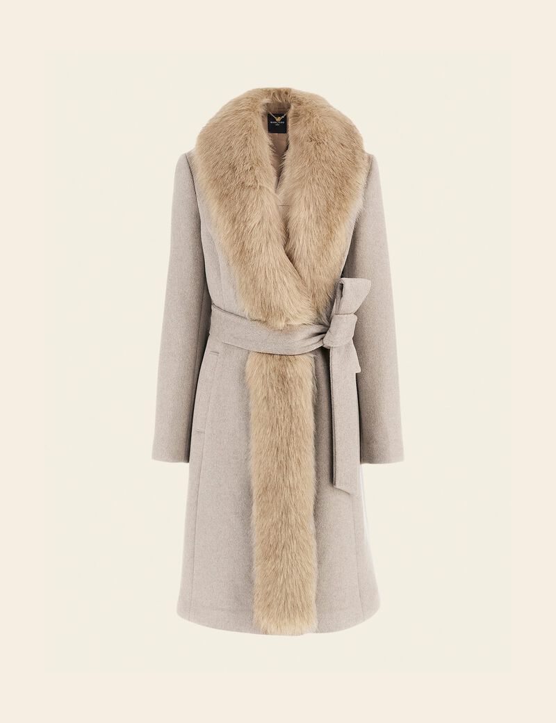 Marciano Faux Fur Wool Blend Coat