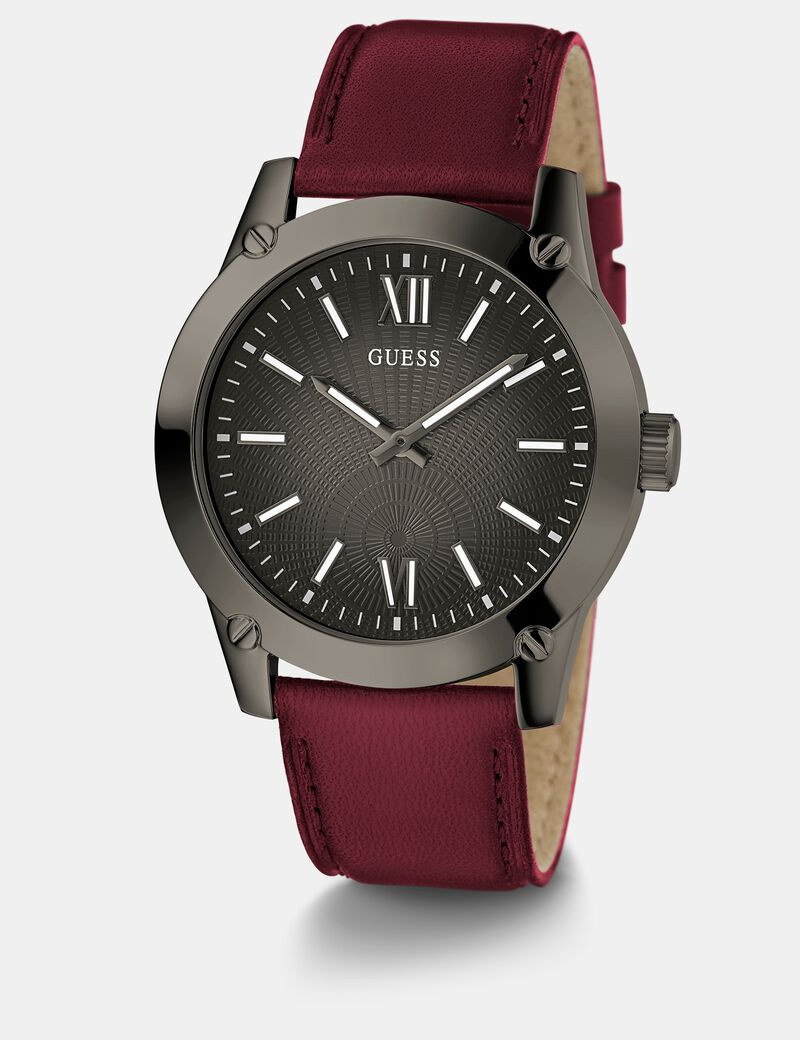 Suede leather analogue watch