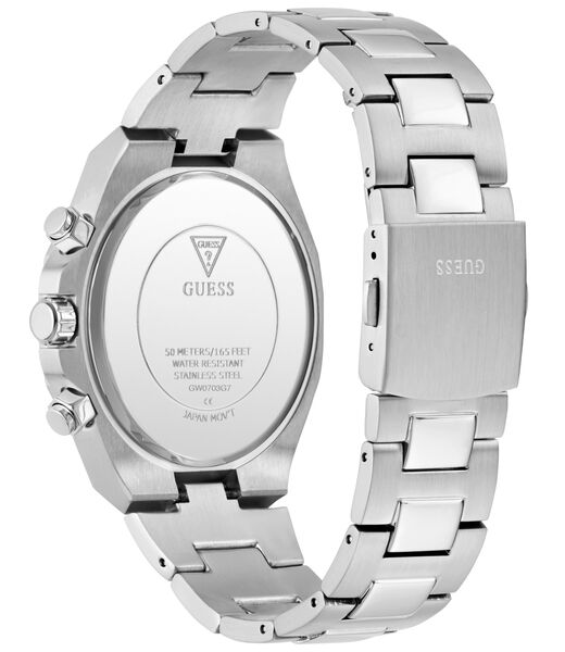 guess mens silver tone round analog watch