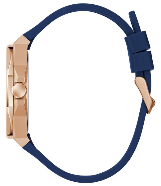 Mens Blue Rose Gold Tone Analog Watch
