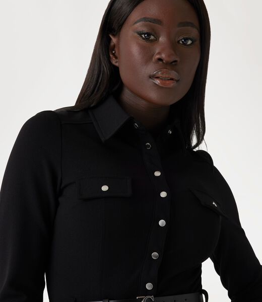 Flared mini shirt dress