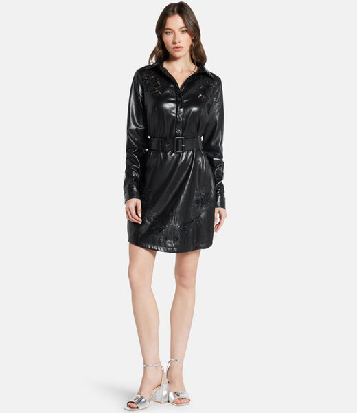Faux leather mini dress