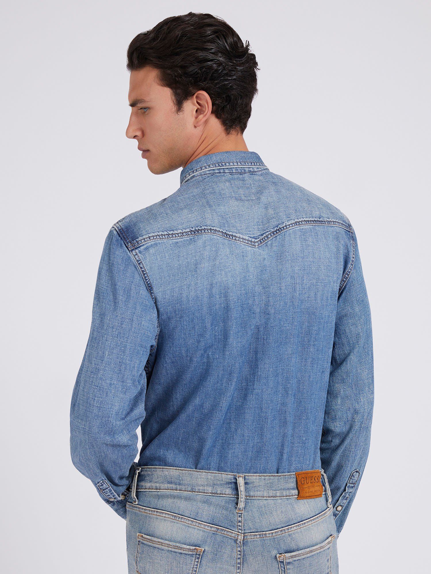 Guess denim shirt mens new arrivals