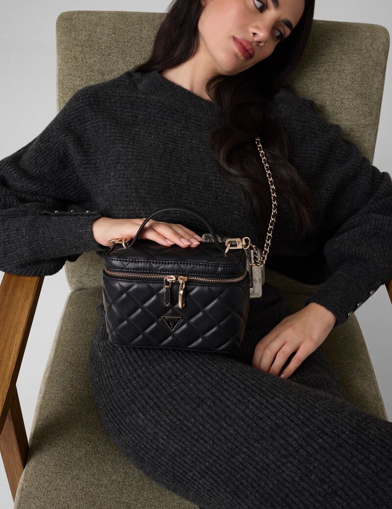 guess juliet quilted canister bag