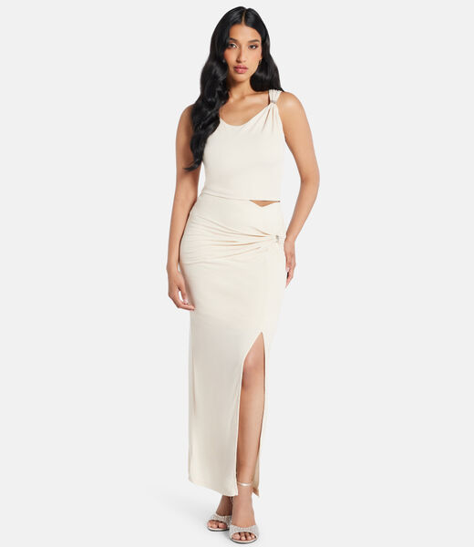 Long draped pencil skirt