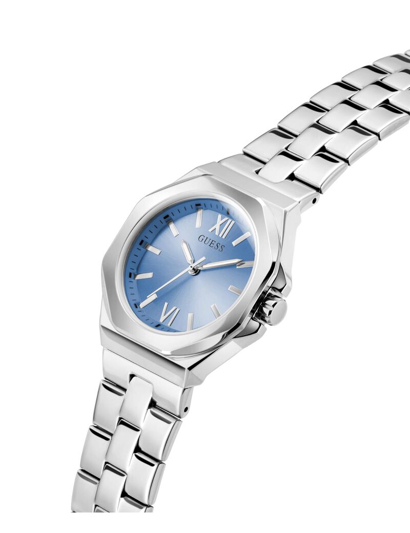 guess ladies silver tone analog watch