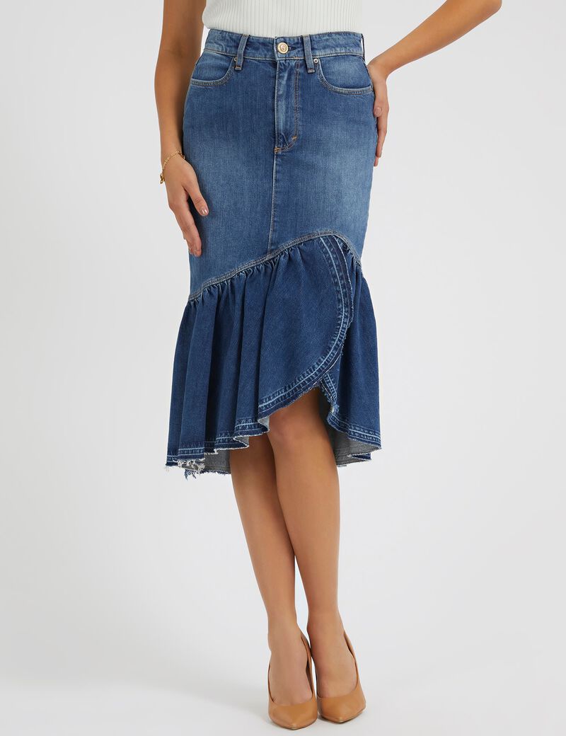 Ruffled Denim Skirt