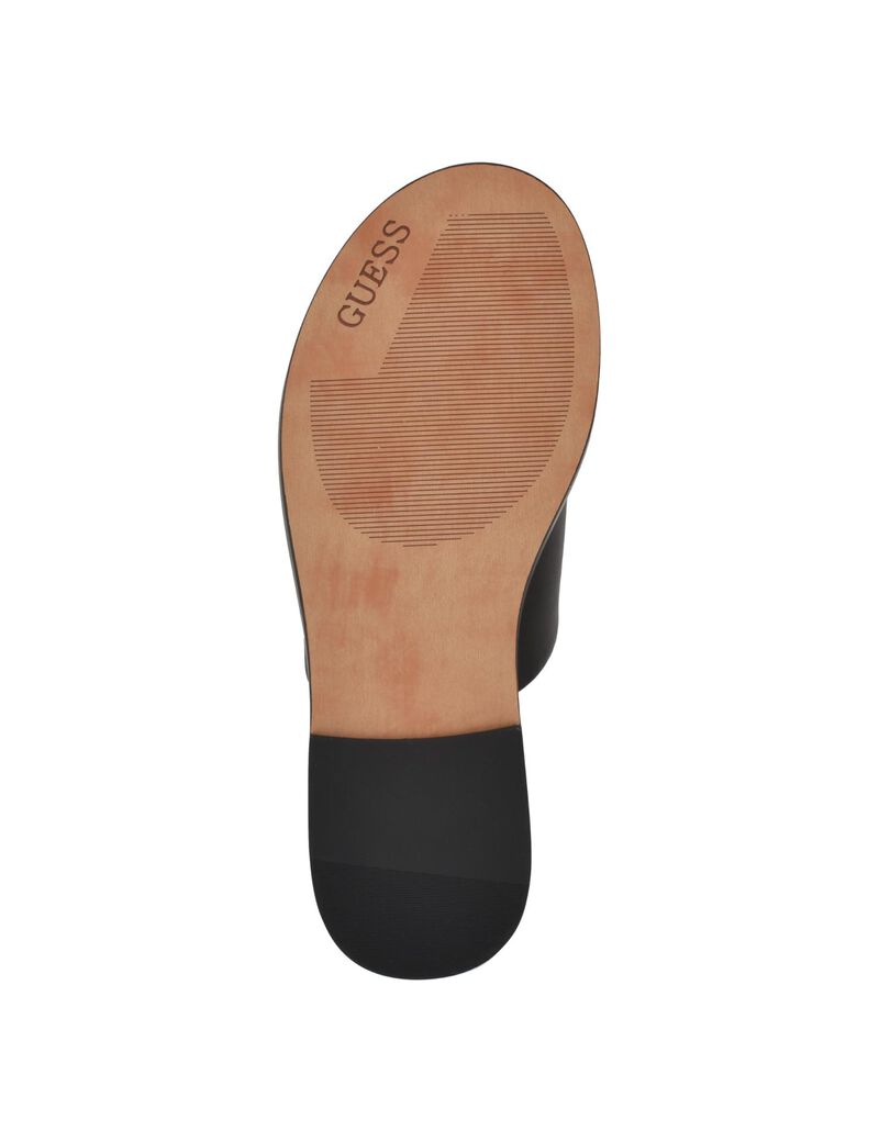 Quattro G Embellished Straw Flat Sandal