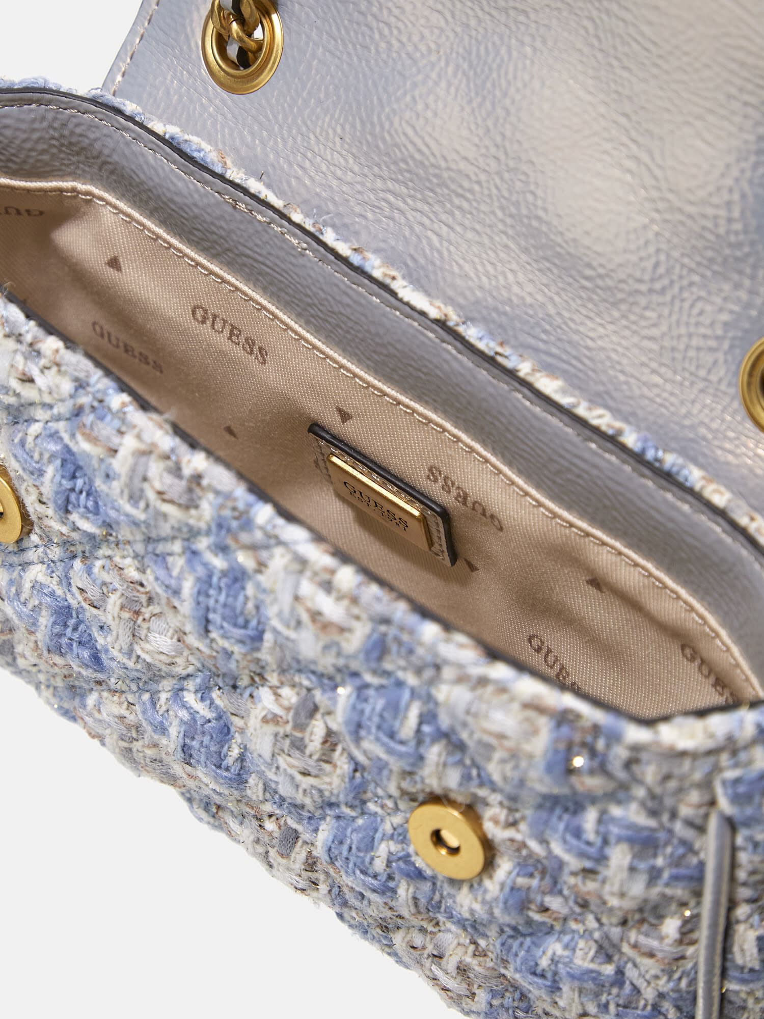 ショルダーバッグ・ポシェット Guess GULLY tweed chain mini flap bag HO1A3A39 Giully Tweed Mini Convertible Crossbody | GUESS