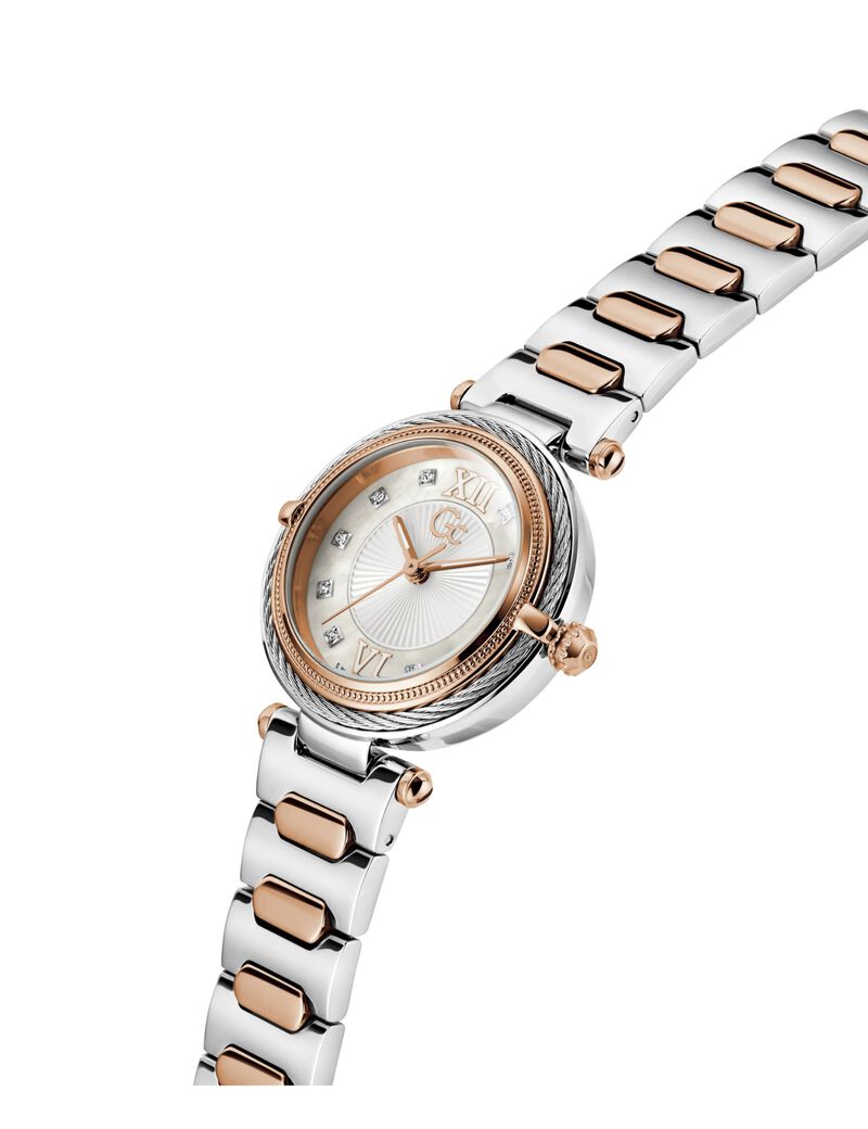 Gc Sportchic Women S 763 Mvmt White Dail 10 Amt Silver Rose Gold Stainless Steel Brct