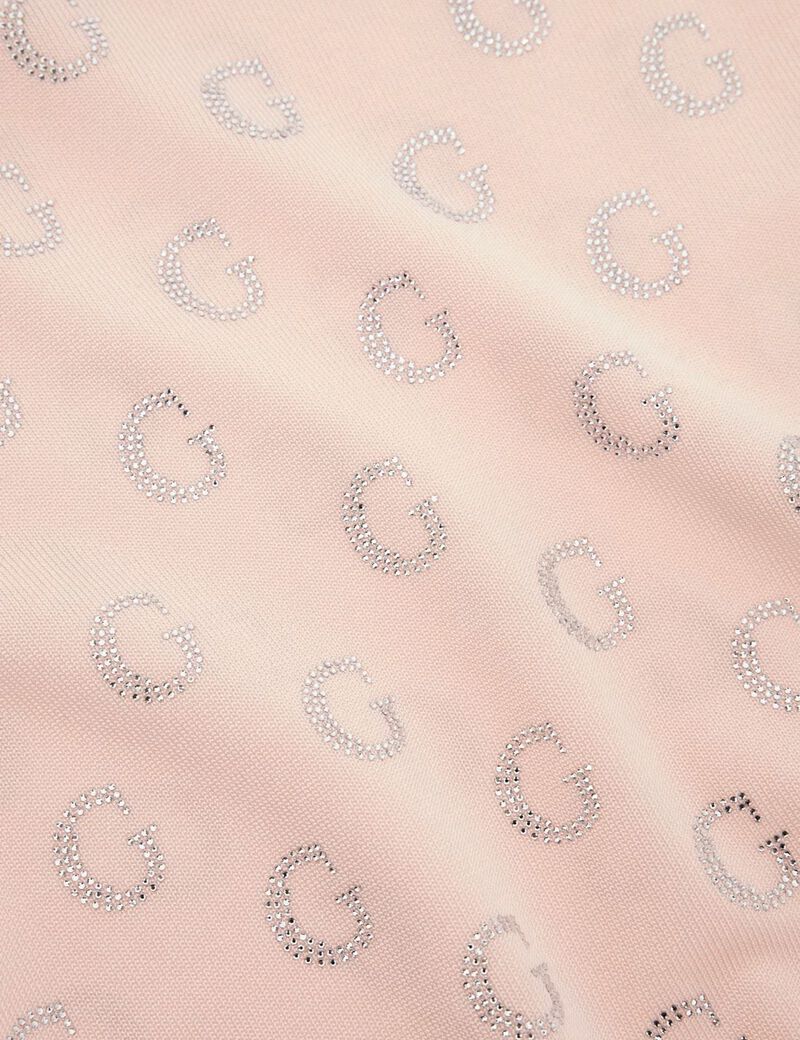 Cropped rhinestone logo sweater