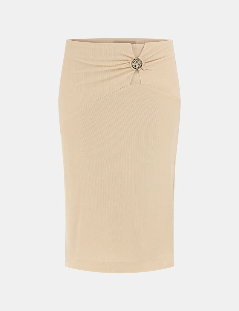 Rib-knit pencil skirt