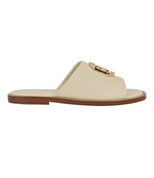 Quattro G Embellished Straw Flat Sandal