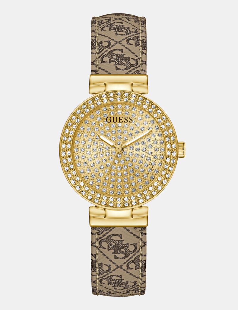 Ladies Beige Gold Tone Analog Watch