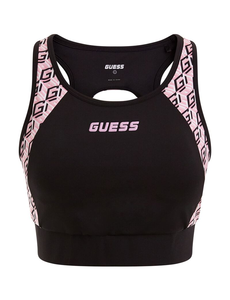 GUESS Activewear Logo Sports Bra | Black