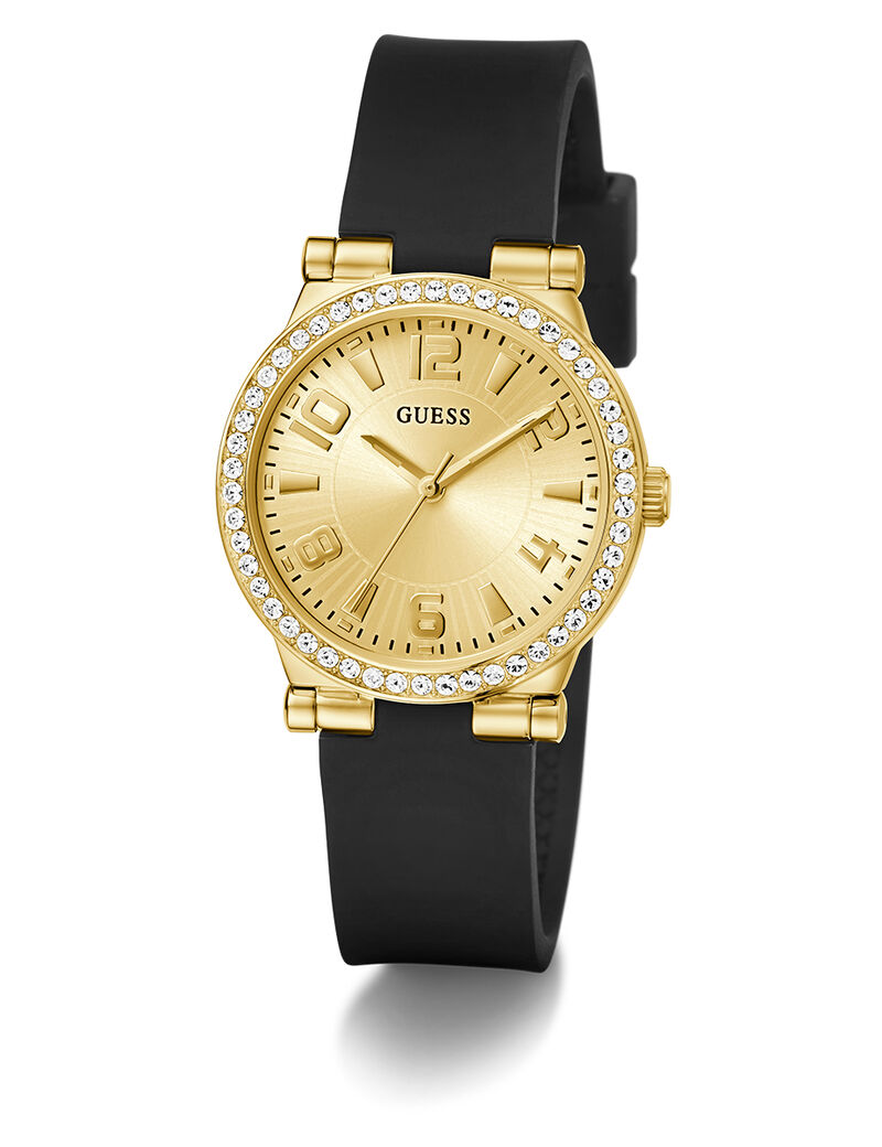 Ladies Black Gold Tone Analog Watch