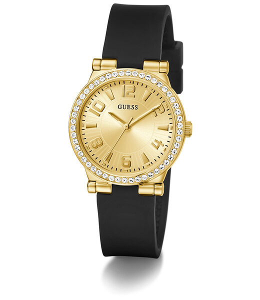 Ladies Black Gold Tone Analog Watch
