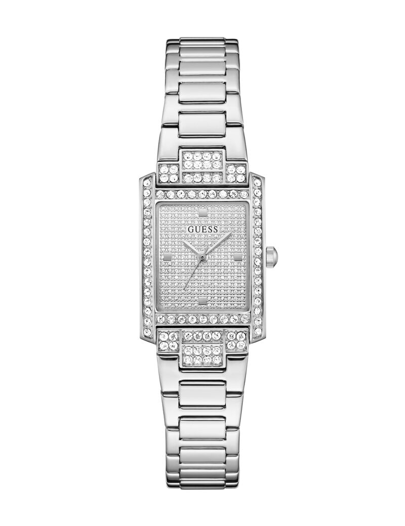 Ladies Silver Tone Rectangle Analog Watch