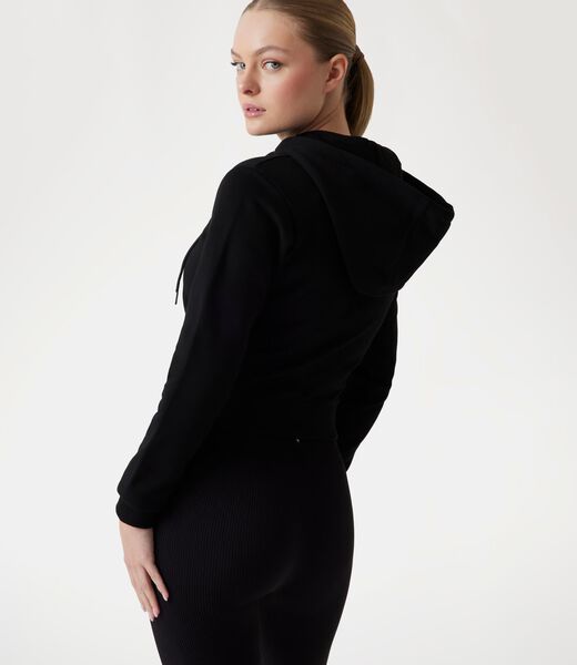 Logo rhinestones hoodie sweatshirt