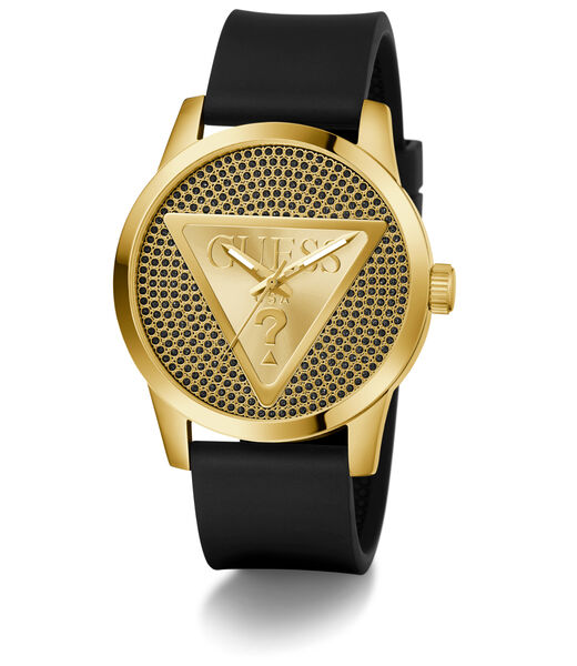 Mens Black Gold Tone Analog Watch