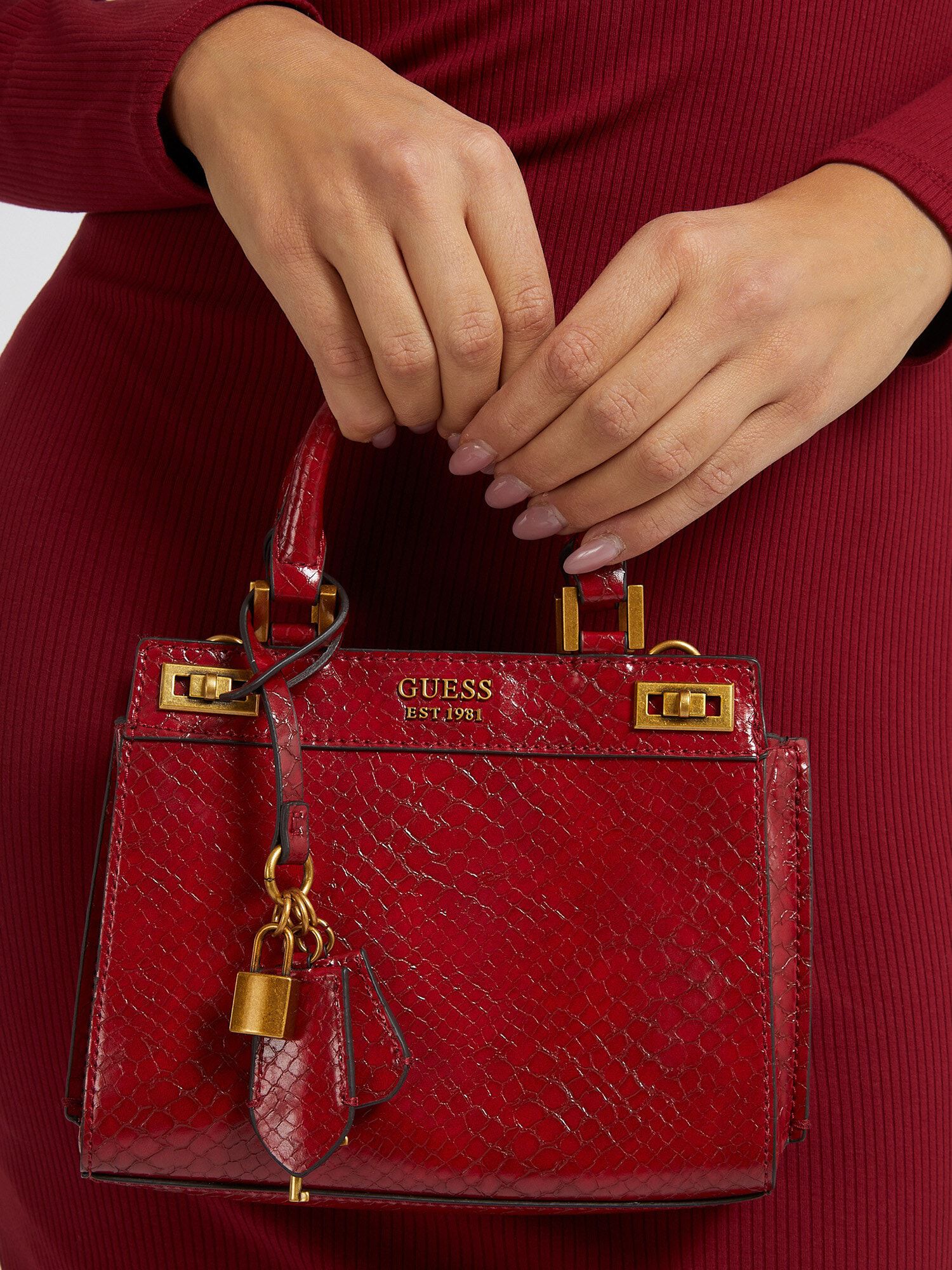 Guess red satchel new arrivals