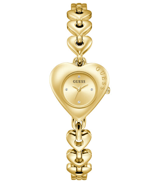 Ladies Yellow Gold Tone Heart Analog Watch