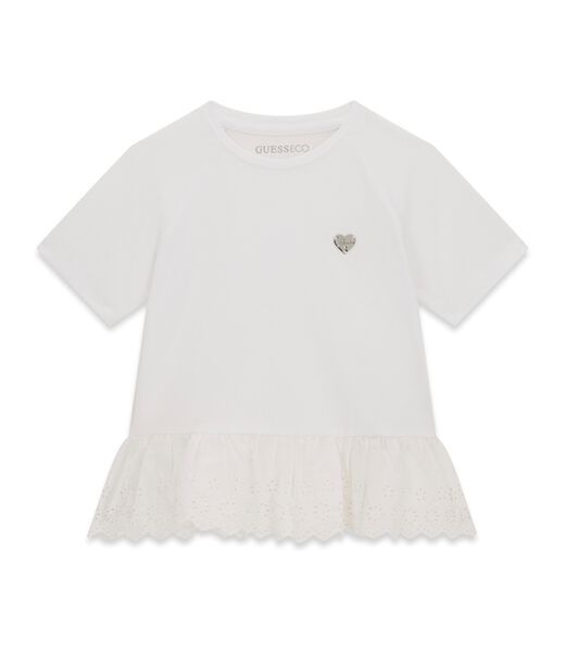 guess ss t shirt w sangallo frill