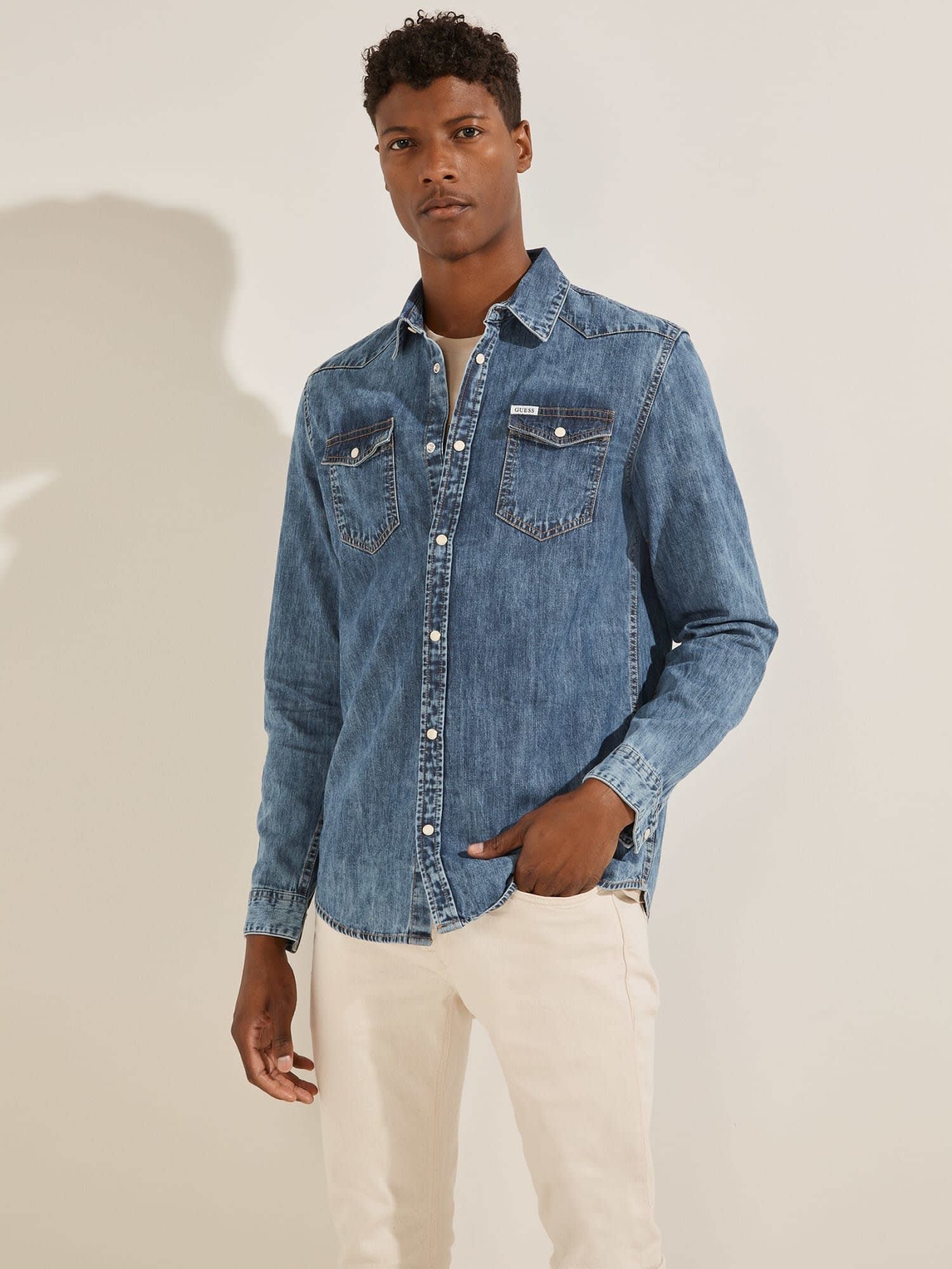 Guess chambray shirt store