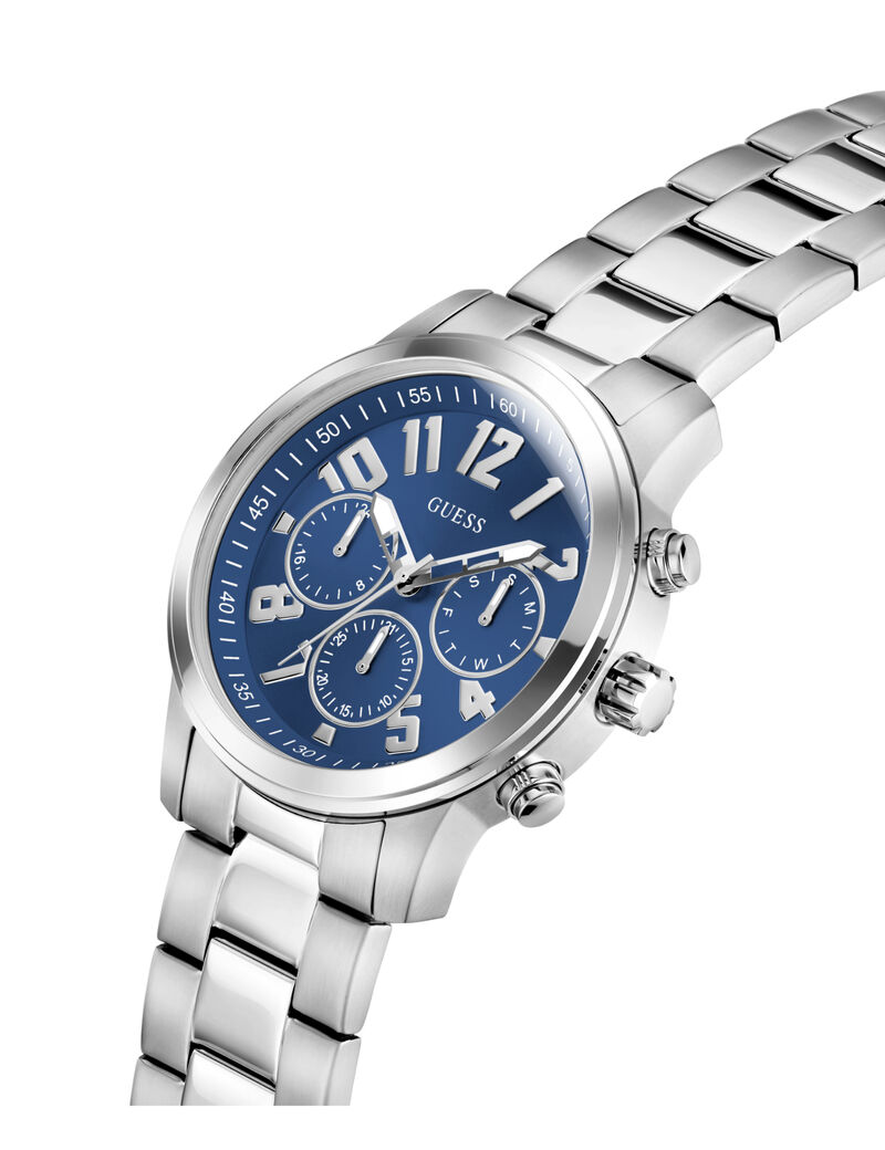 Mens Silver Tone Round Analog Watch