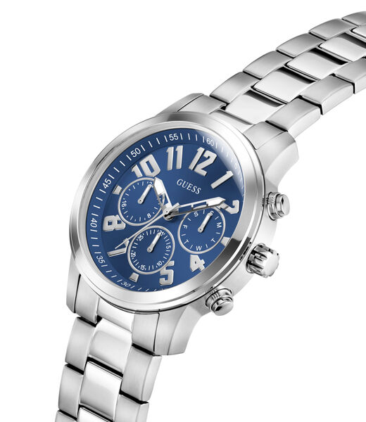 Mens Silver Tone Round Analog Watch