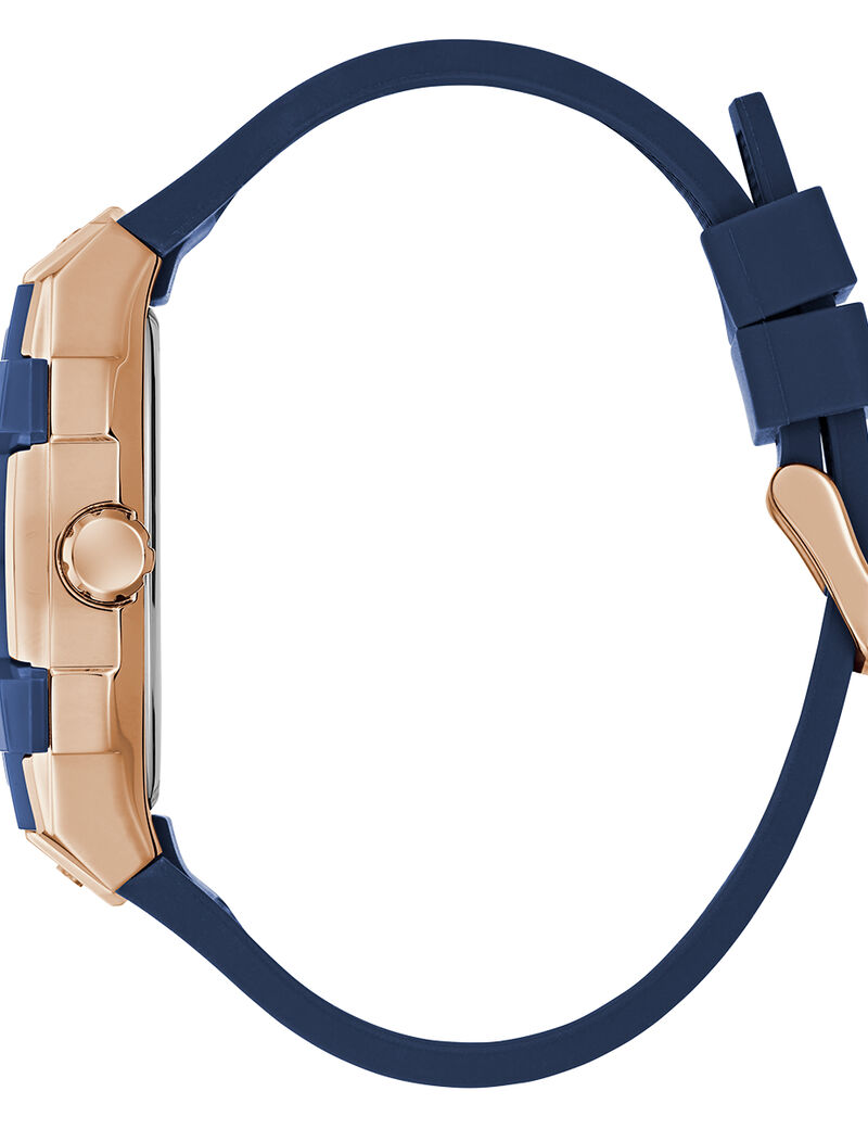 guess mens blue rose gold tone multi function watch