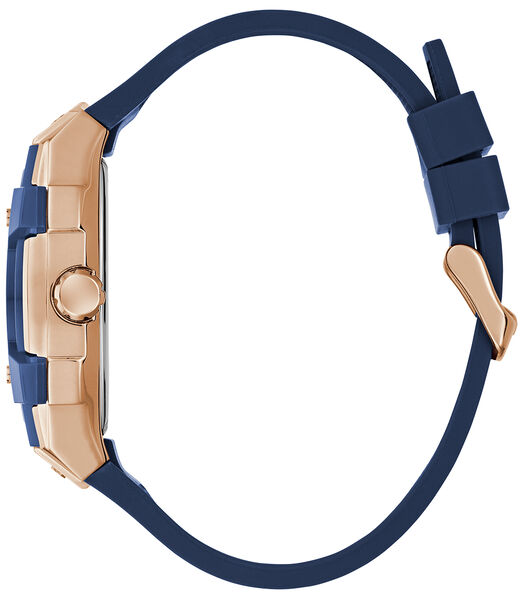 Mens Blue Rose Gold Tone Multi-function Watch