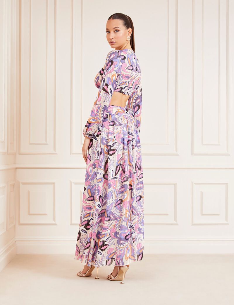 Marciano paisley lurex print long dress
