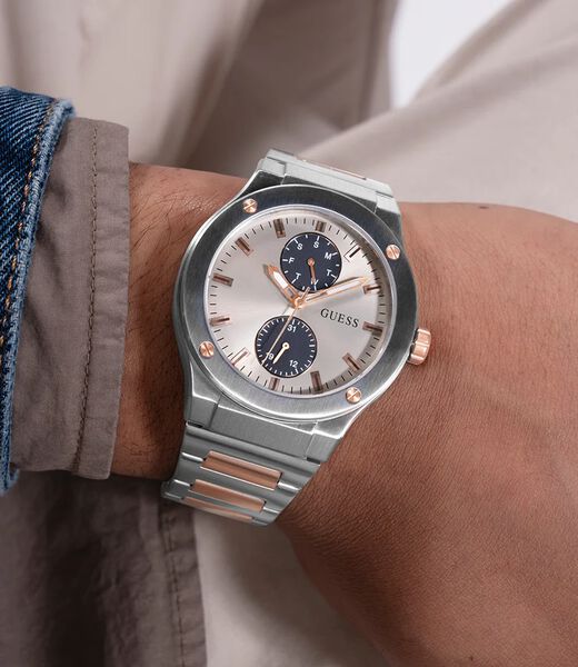 Mens 2-Tone Silver Tone Multi-function Watch