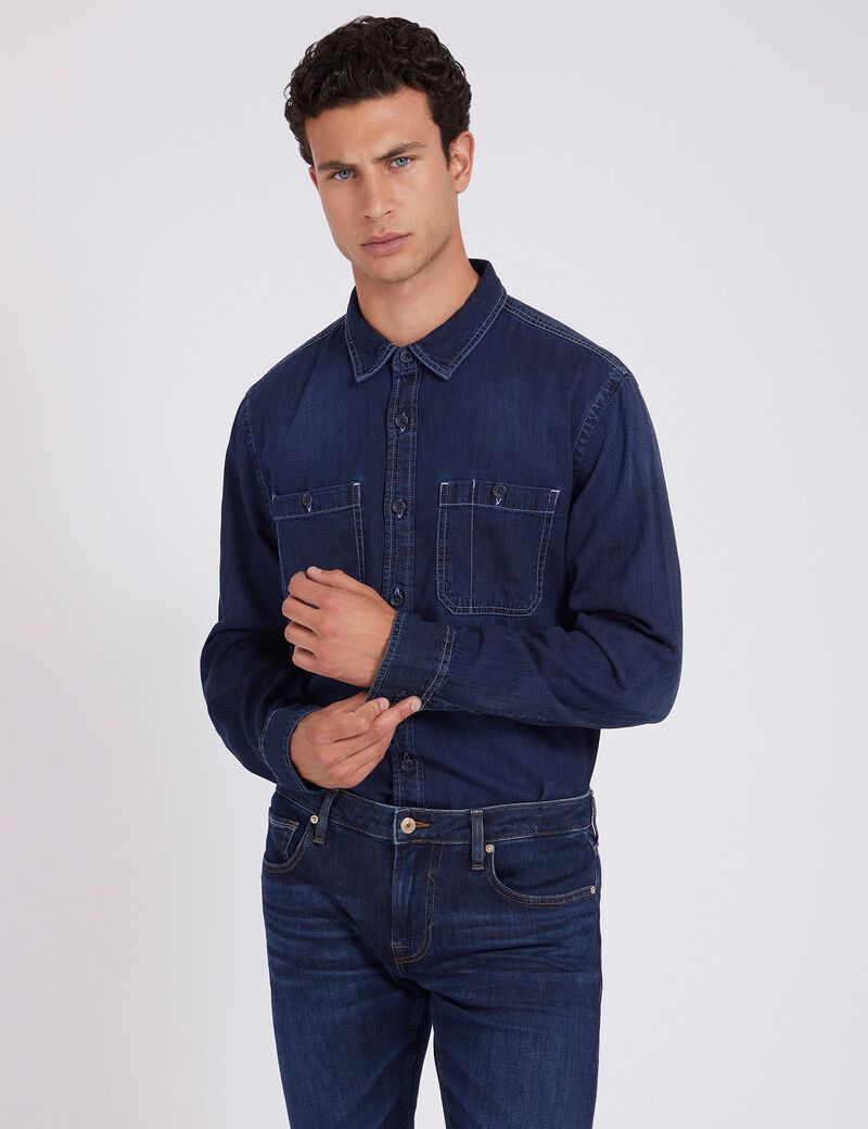 Linen Blend Denim Shirt
