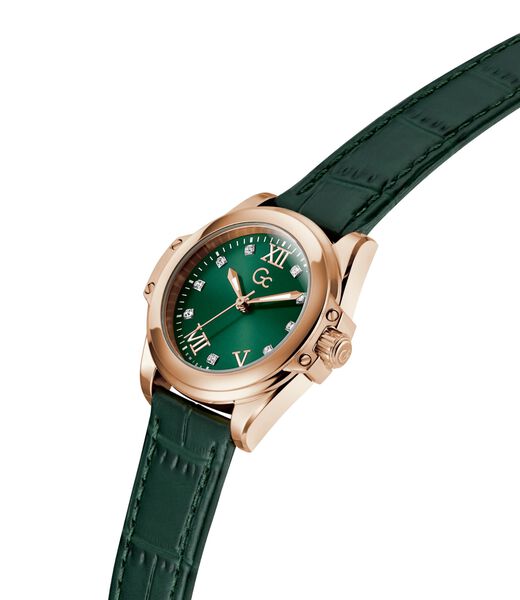Gc Sportchic Women S 763 Mvmt Green Dail 10 Amt Green Genuine Leather Strap