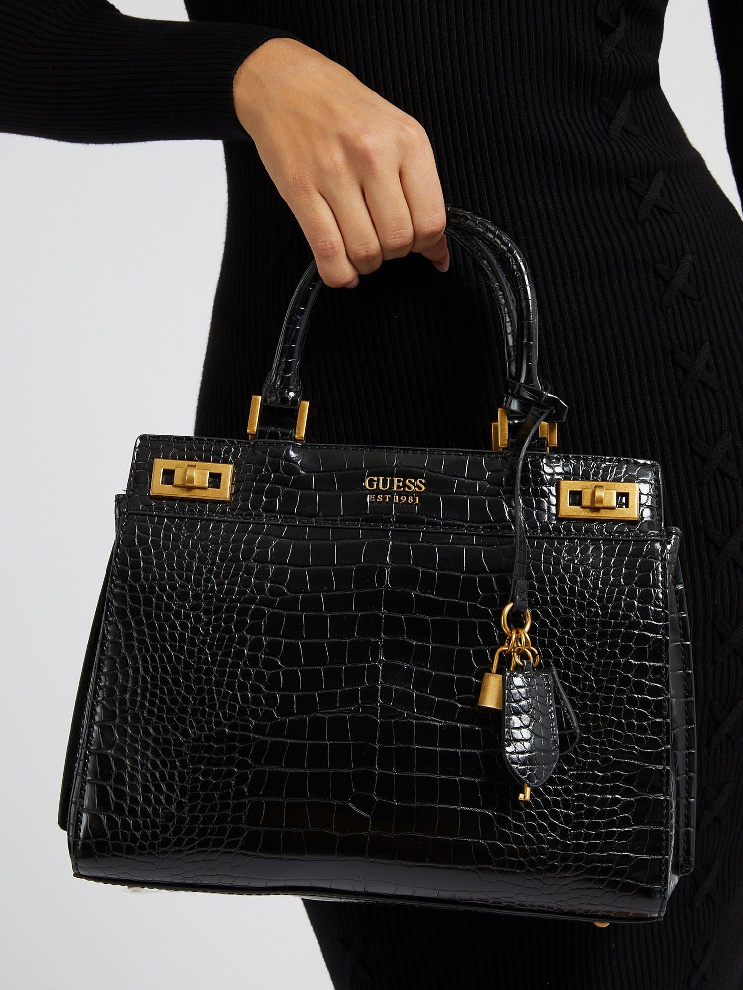 Shop GUESS Online Katey Croc Luxury Satchel