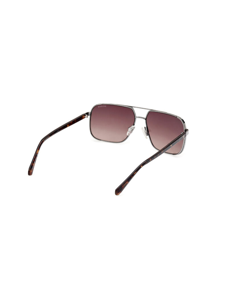 Metal Sun Glasses M Shiny Gunmetal Gradient Brown